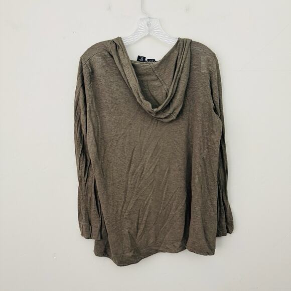 Tahari Linen Brown Open Front Hooded Cardigan Women’s Size XL - Picture 6 of 7